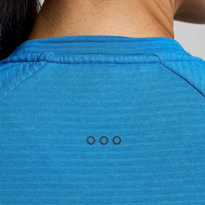 Women's Saucony Triumph 3D Crew T Shirts Blue | IJDFACW-84