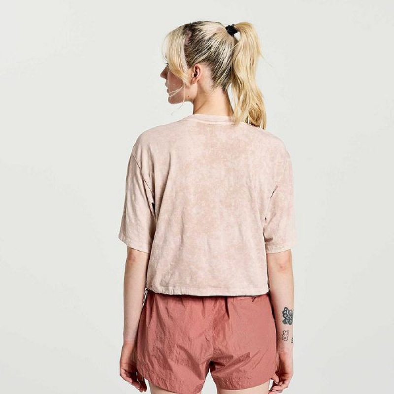 Women's Saucony Unwind Crop Short Sleeve T Shirts Rose | XHNVIAG-23