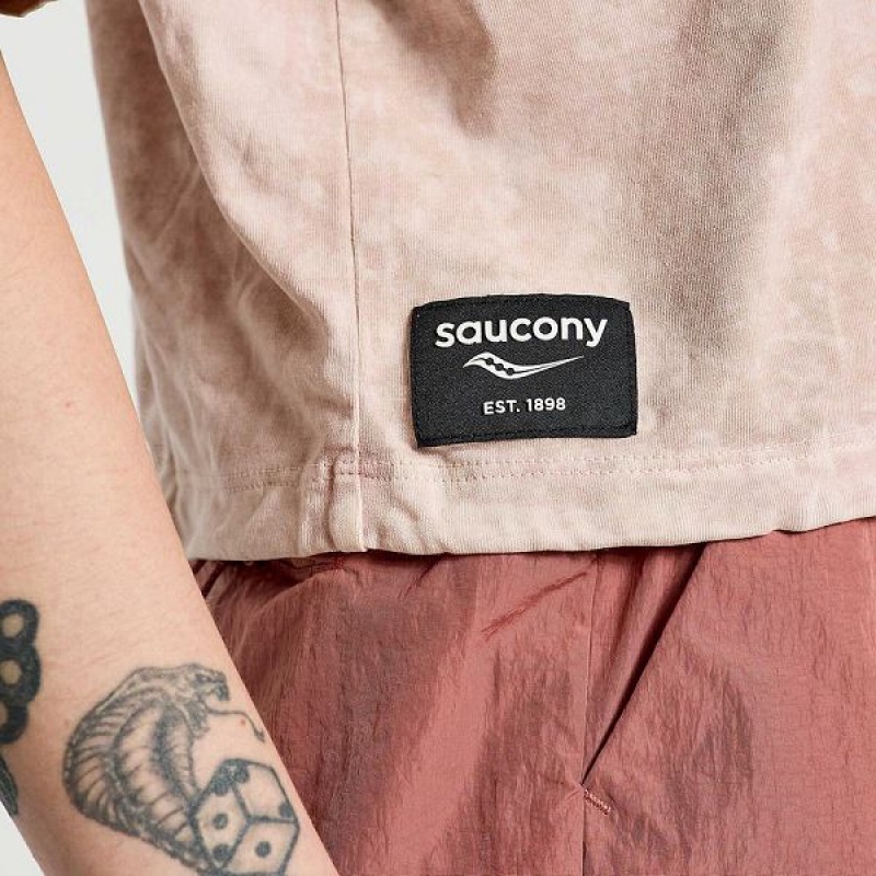 Women's Saucony Unwind Crop Short Sleeve T Shirts Rose | XHNVIAG-23