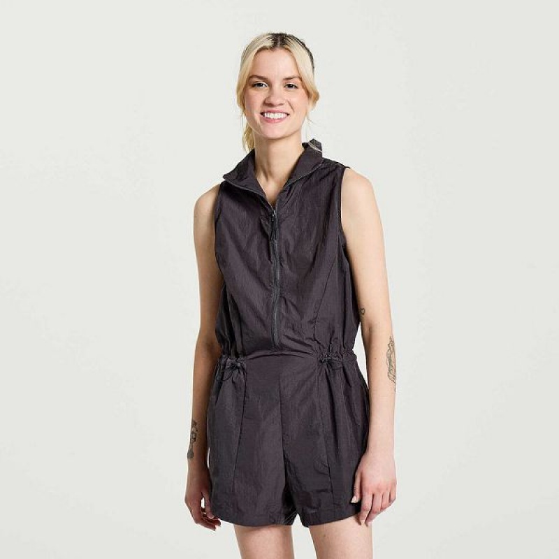 Women\'s Saucony Unwind Romper Jumpsuit Basalt | BKQXNAS-45