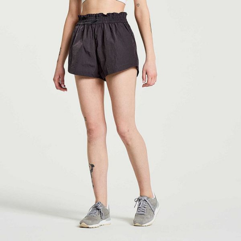 Women's Saucony Unwind Shorts Black | PLNQSWA-81