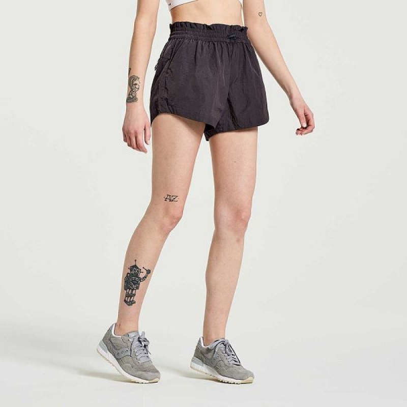 Women's Saucony Unwind Shorts Black | PLNQSWA-81