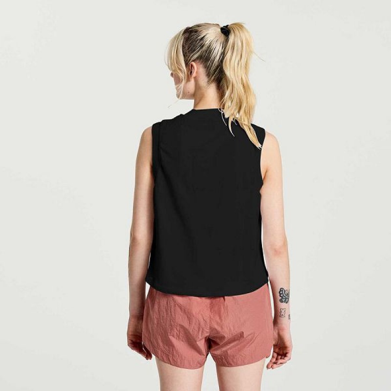 Women's Saucony Unwind Sleeveless Tops Black | KDIHWTX-48