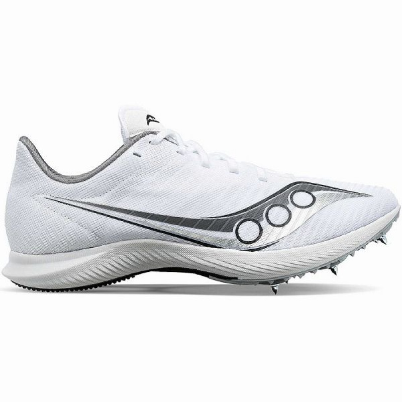 Women\'s Saucony Velocity MP Spikes Shoes White / Silver | HVUBKCJ-81