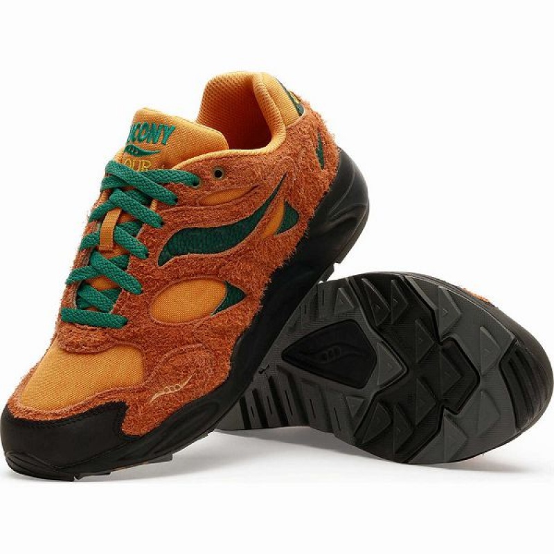 Women's Saucony x Colour Plus Grid Shadow 2 Sneakers Brown Green | OZSTHQM-32